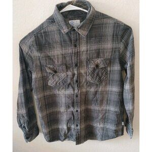 Hurley Plaid Flannel Shirt Mens Sz  Large Gray Black Shacket